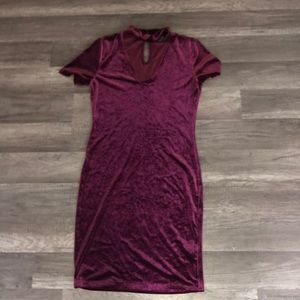 Velvet wine red dress
